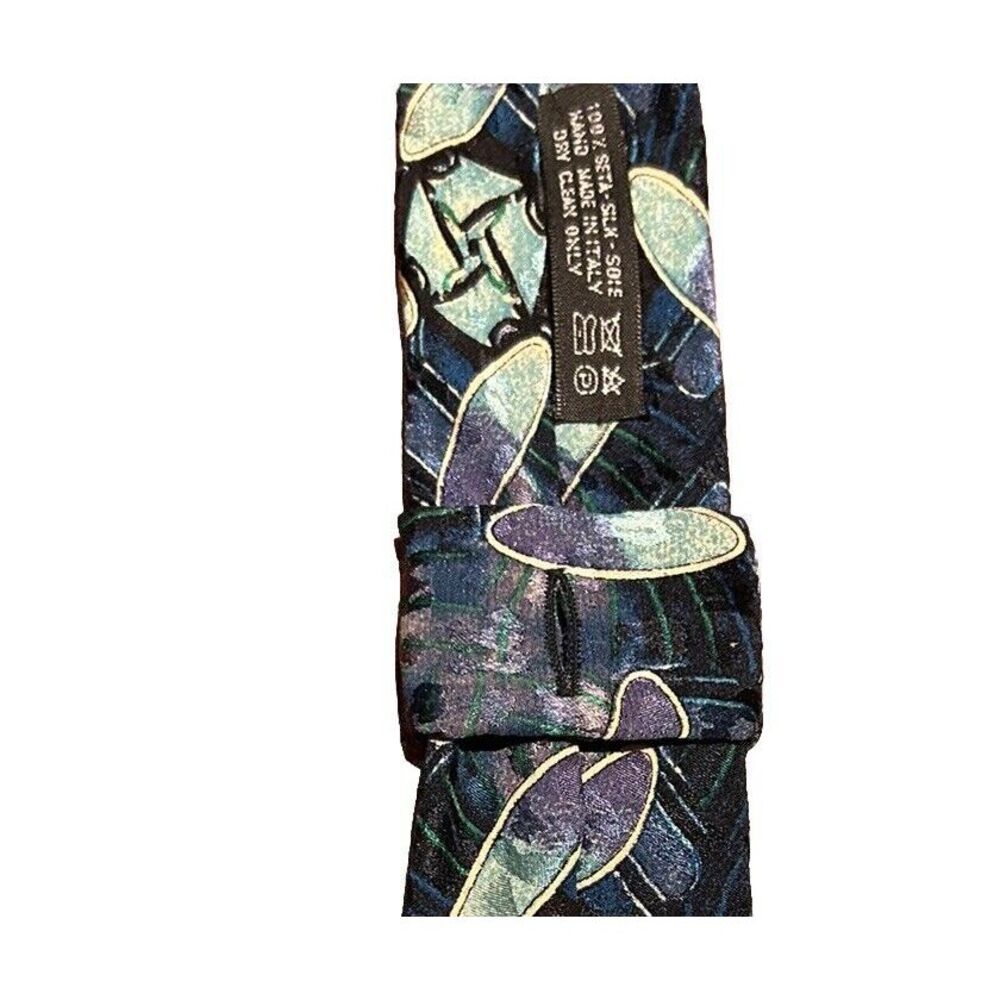 Brioni Necktie Vintage Mens Multicolor Silk Abstract Italy Gold‎ Chain - Picture 6 of 13